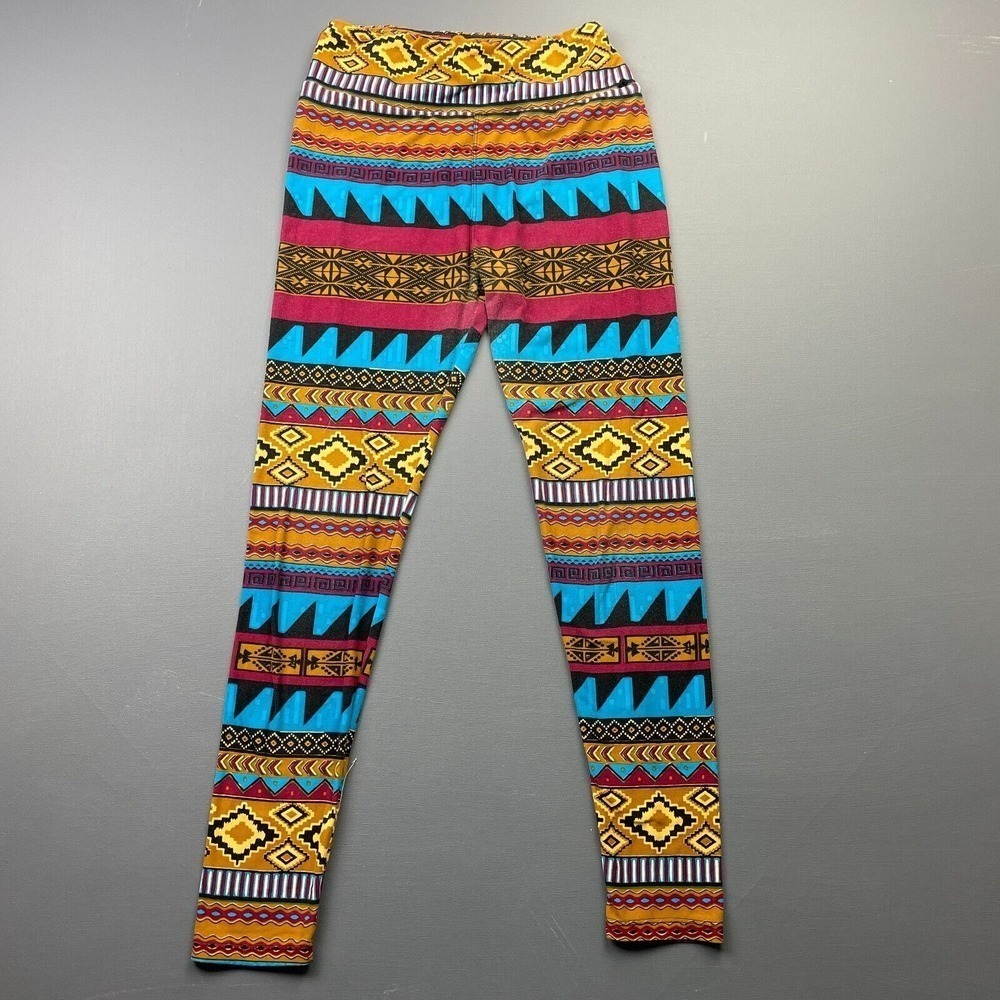 LuLaRoe Womens XS Multicolor Tribal Geometric Soft Stretch Ankle Leggings Yoga